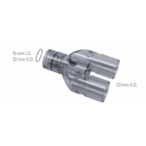 Y-konnektor rett 15 mm I.D./22 mm O.D.